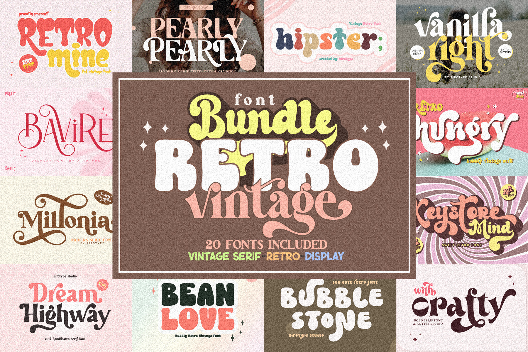 Retro Font Bundle Creative Market