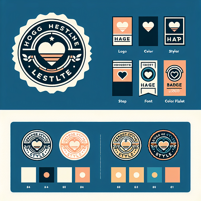 Badge logo with color palette and font choices