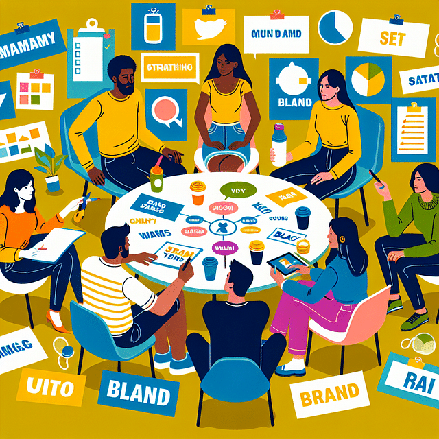 Brainstorming session with keywords and brand values