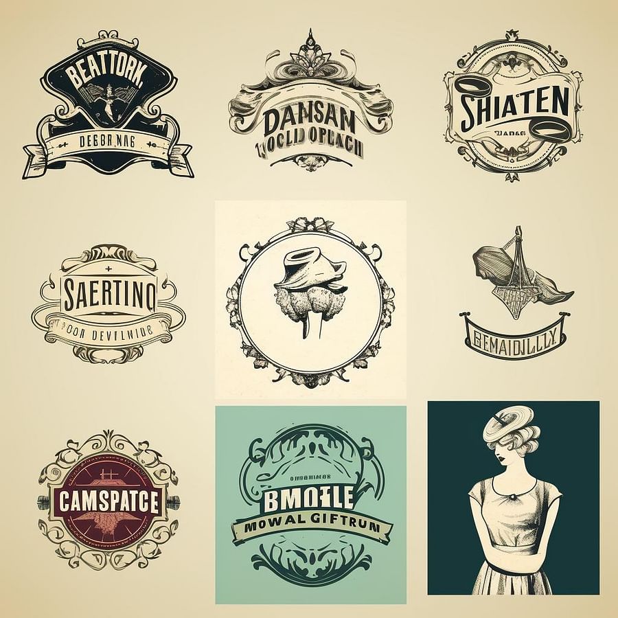 Vintage inspired fashion and interior design logos