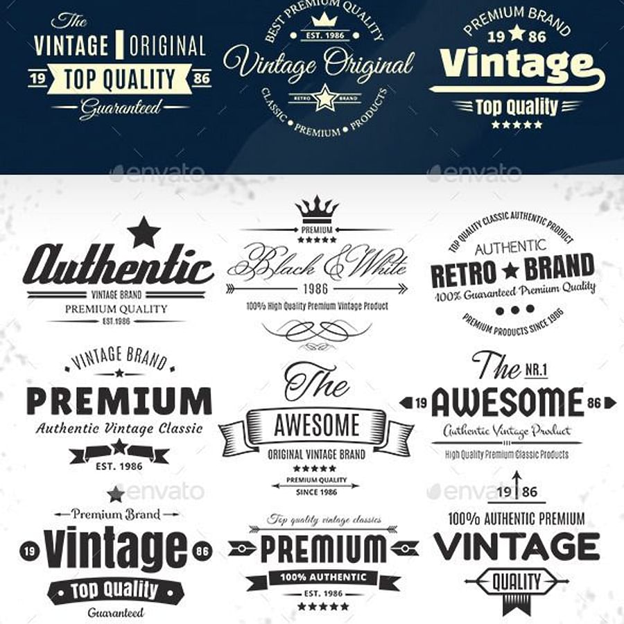 Collection of vintage logos from successful brands